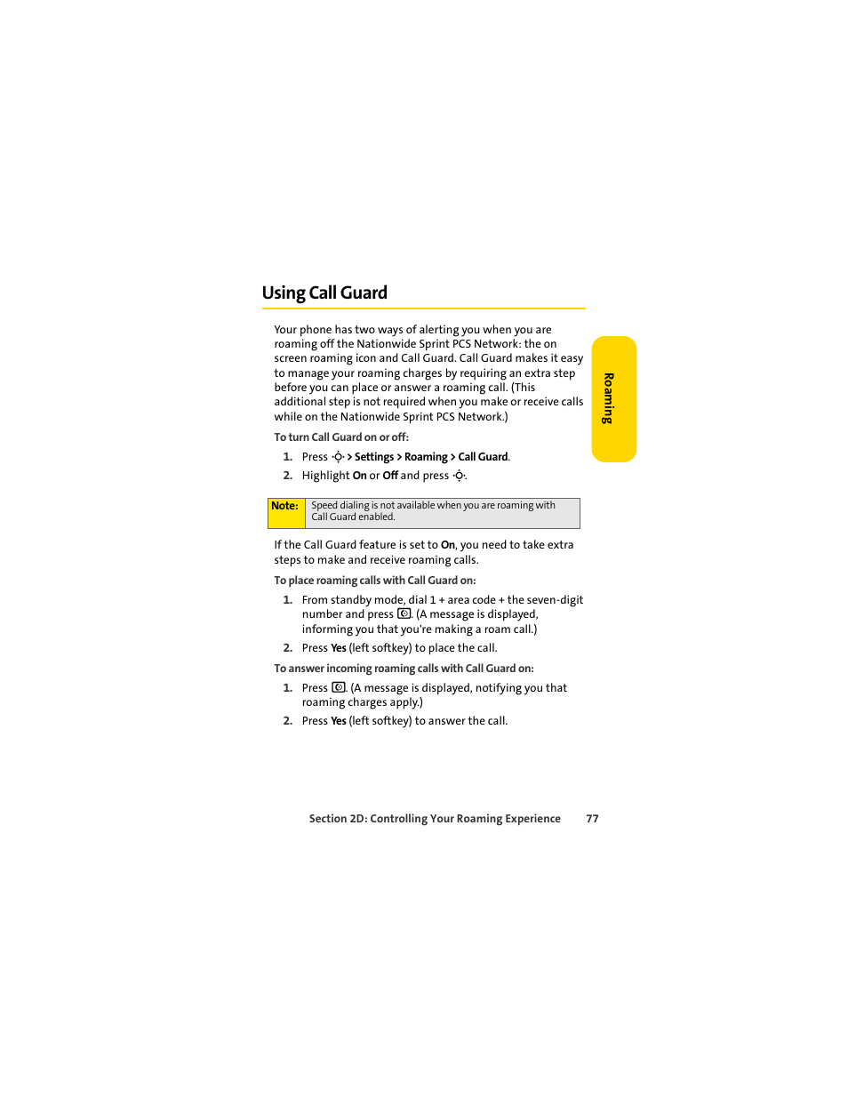 Using call guard | Sprint Nextel MOTOSLVR L7C User Manual | Page 93 / 228