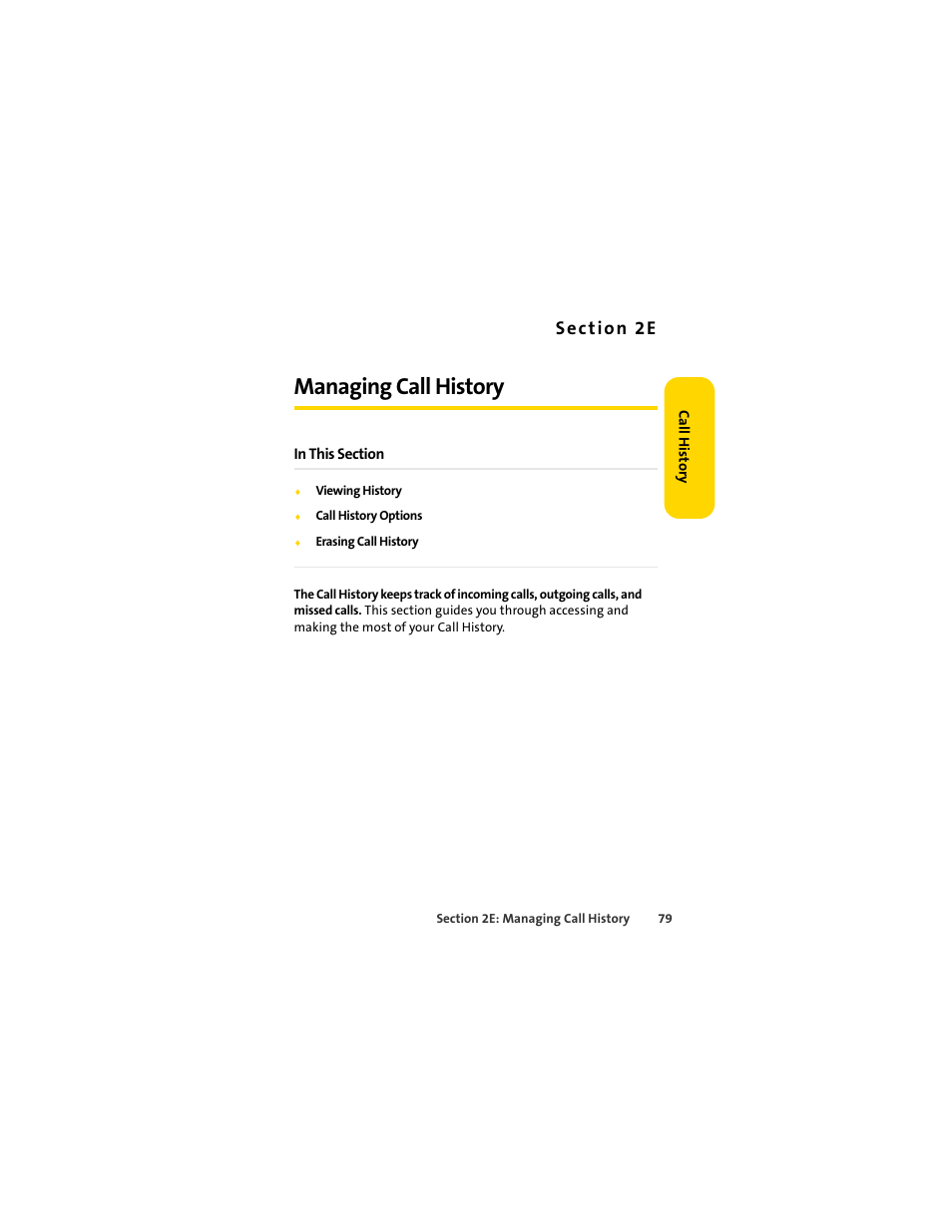 Managing call history, 2e. managing call history | Sprint Nextel MOTOSLVR L7C User Manual | Page 95 / 228