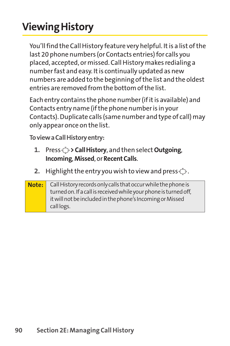 Viewing history | Sprint Nextel VISION S1 User Manual | Page 106 / 218