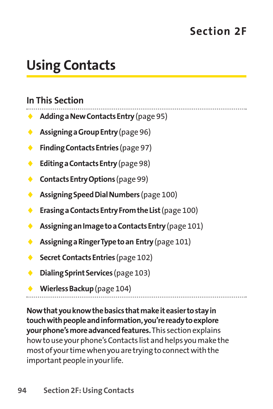 Using contacts, 2f. using contacts | Sprint Nextel VISION S1 User Manual | Page 110 / 218