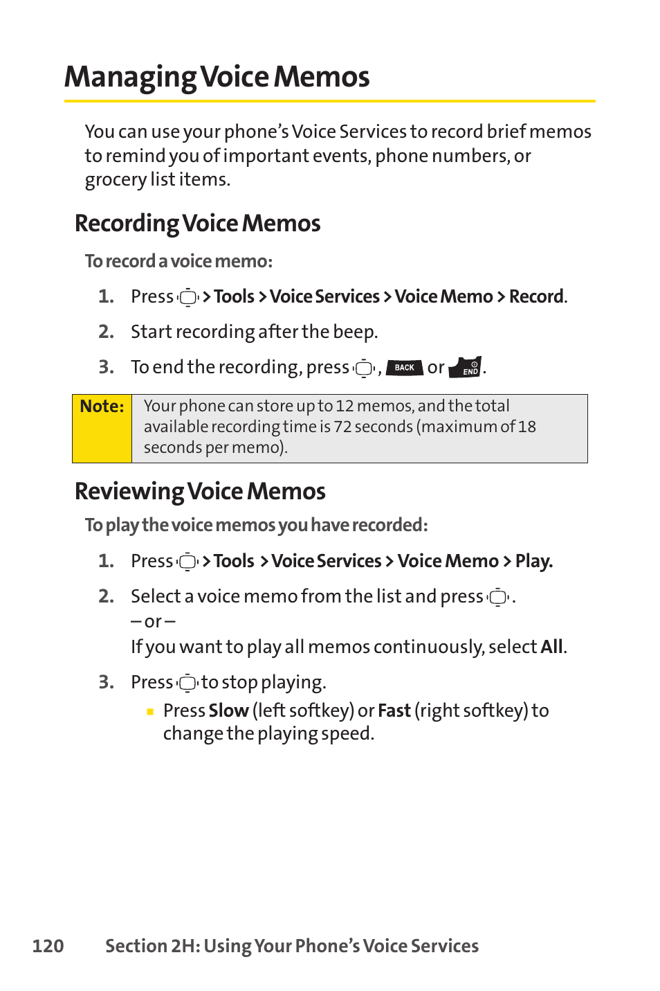 Managing voice memos | Sprint Nextel VISION S1 User Manual | Page 136 / 218