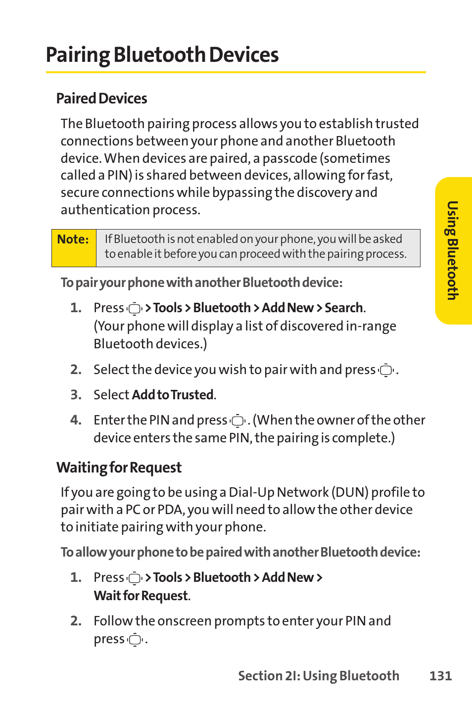 Pairing bluetooth devices | Sprint Nextel VISION S1 User Manual | Page 147 / 218