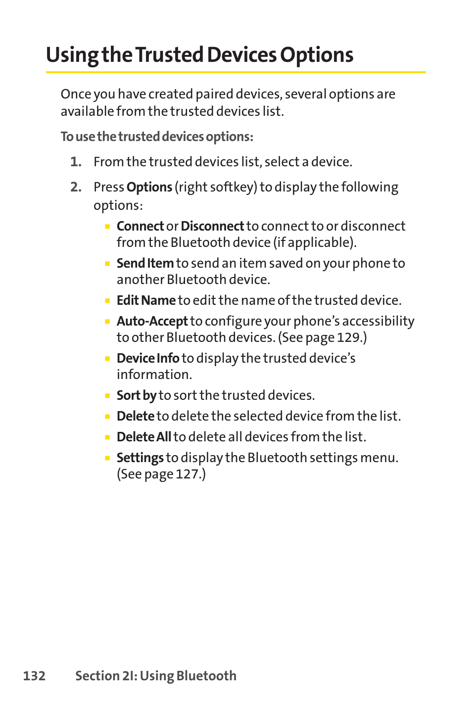 Using the trusted devices options | Sprint Nextel VISION S1 User Manual | Page 148 / 218