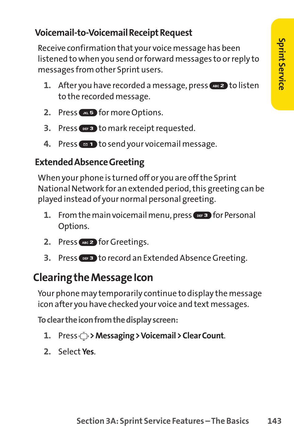 Clearing the message icon | Sprint Nextel VISION S1 User Manual | Page 159 / 218