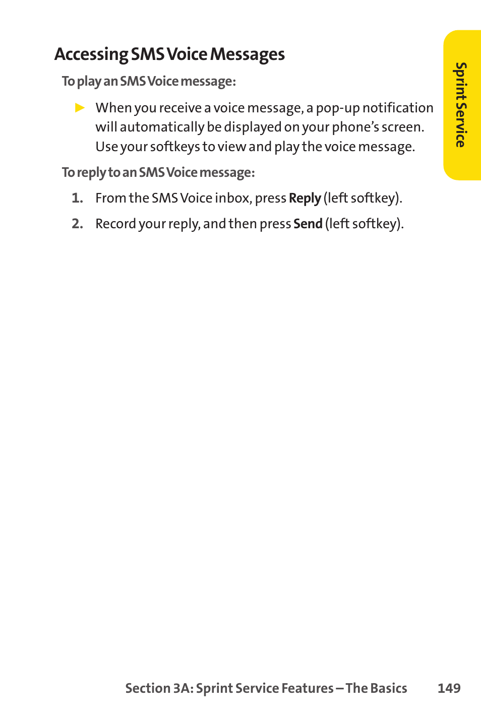 Accessing sms voice messages | Sprint Nextel VISION S1 User Manual | Page 165 / 218