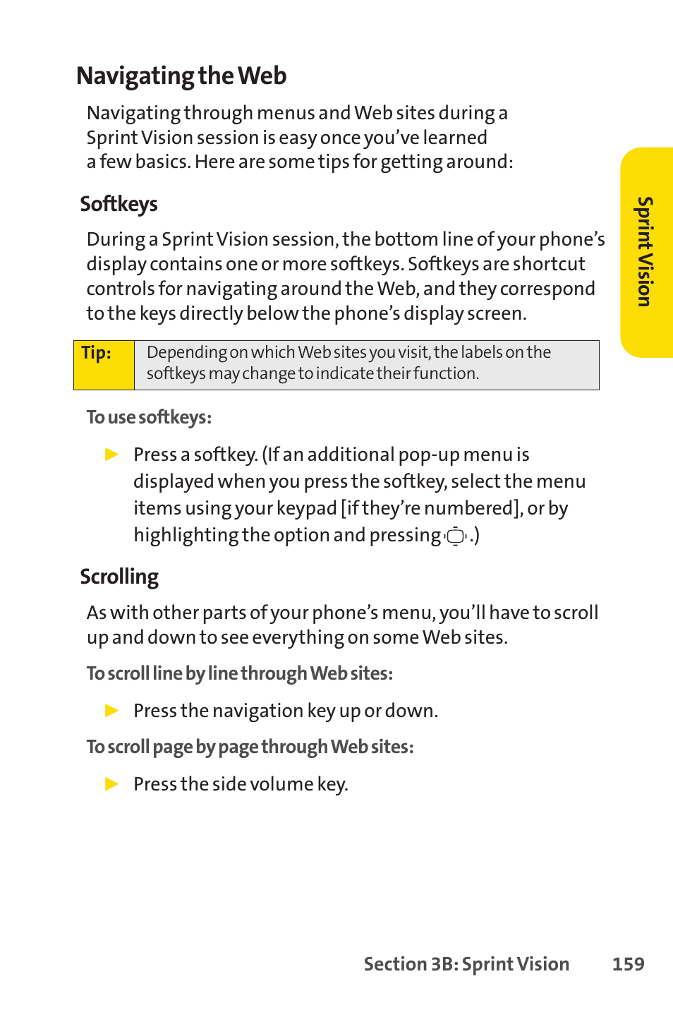 Navigating the web | Sprint Nextel VISION S1 User Manual | Page 175 / 218