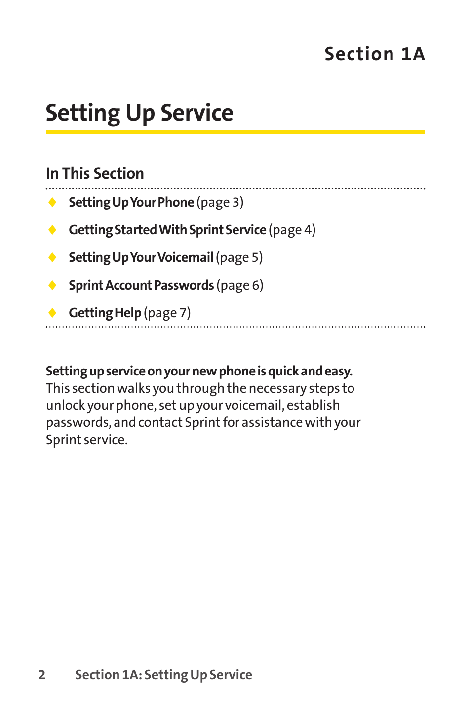 Setting up service, 1a. setting up service | Sprint Nextel VISION S1 User Manual | Page 18 / 218