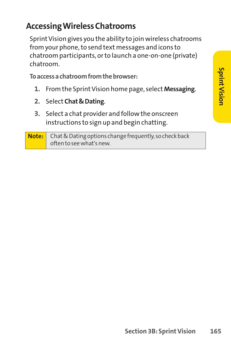 Accessing wireless chatrooms | Sprint Nextel VISION S1 User Manual | Page 181 / 218