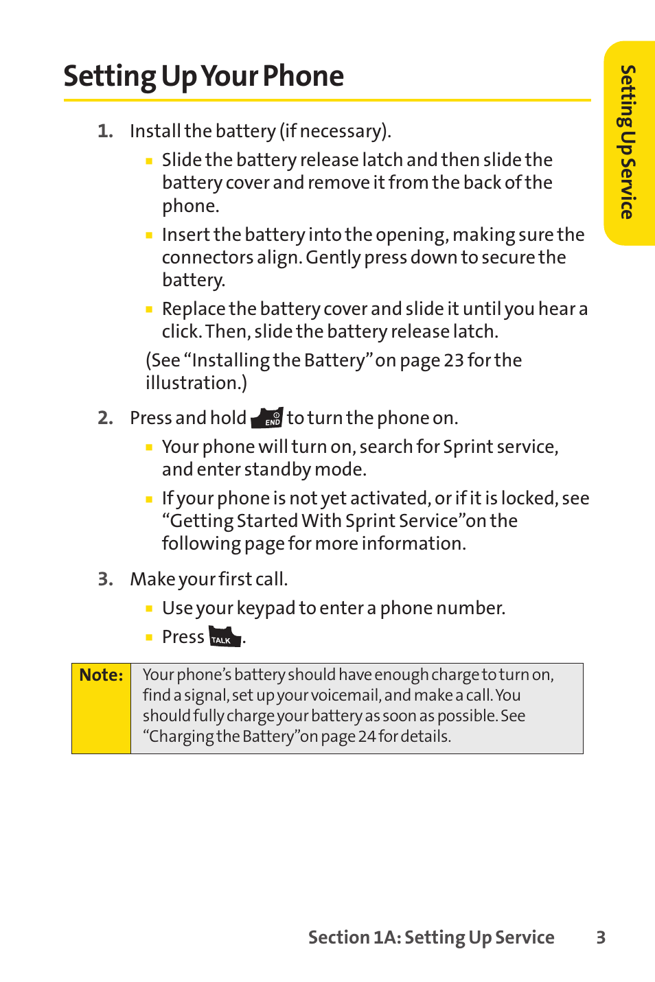 Setting up your phone | Sprint Nextel VISION S1 User Manual | Page 19 / 218