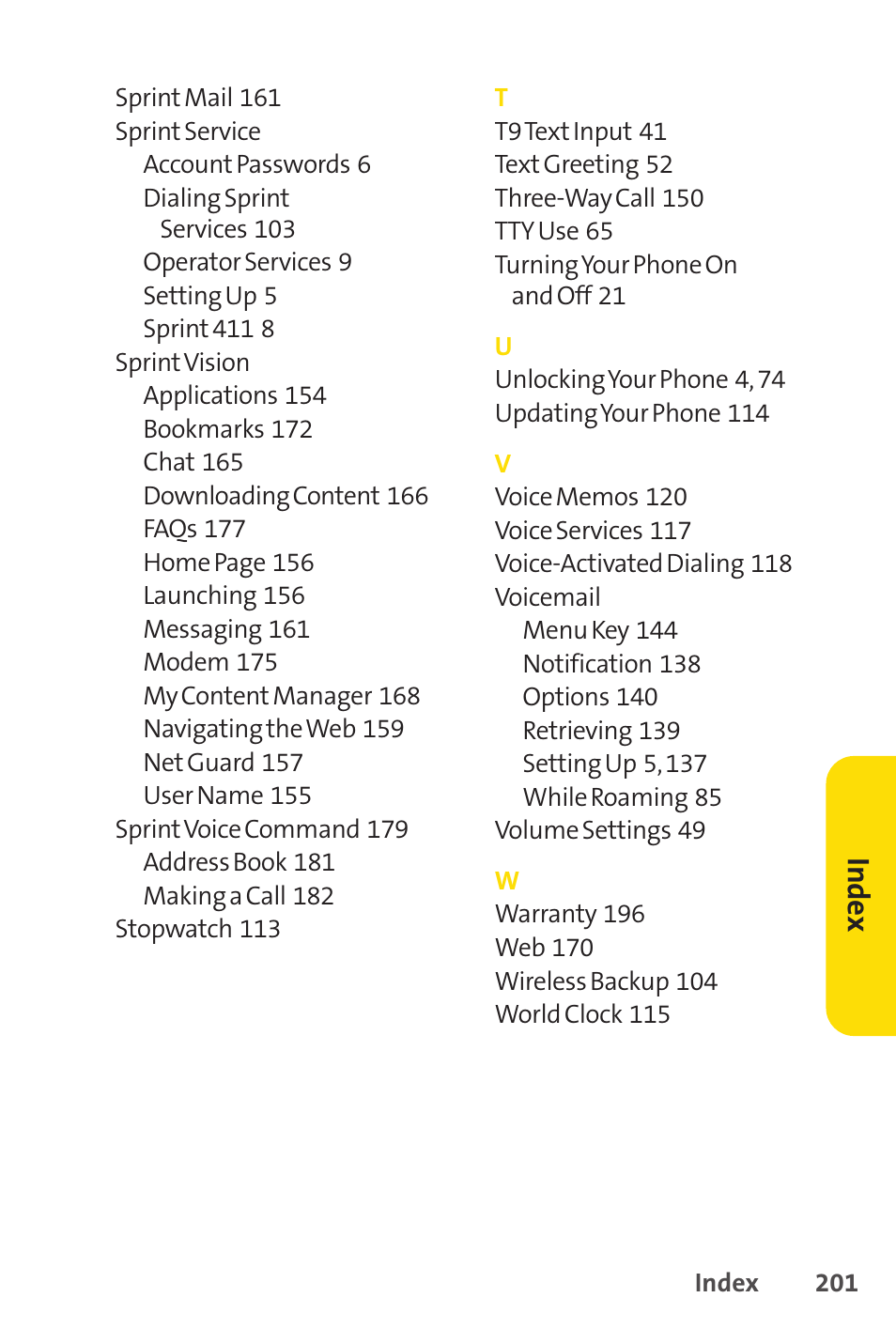 Sprint Nextel VISION S1 User Manual | Page 217 / 218