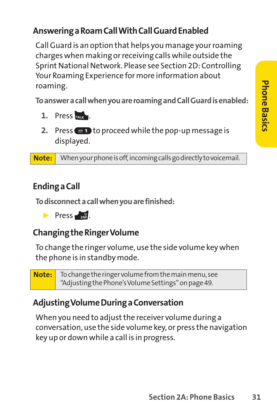 Ph on e b as ics | Sprint Nextel VISION S1 User Manual | Page 47 / 218