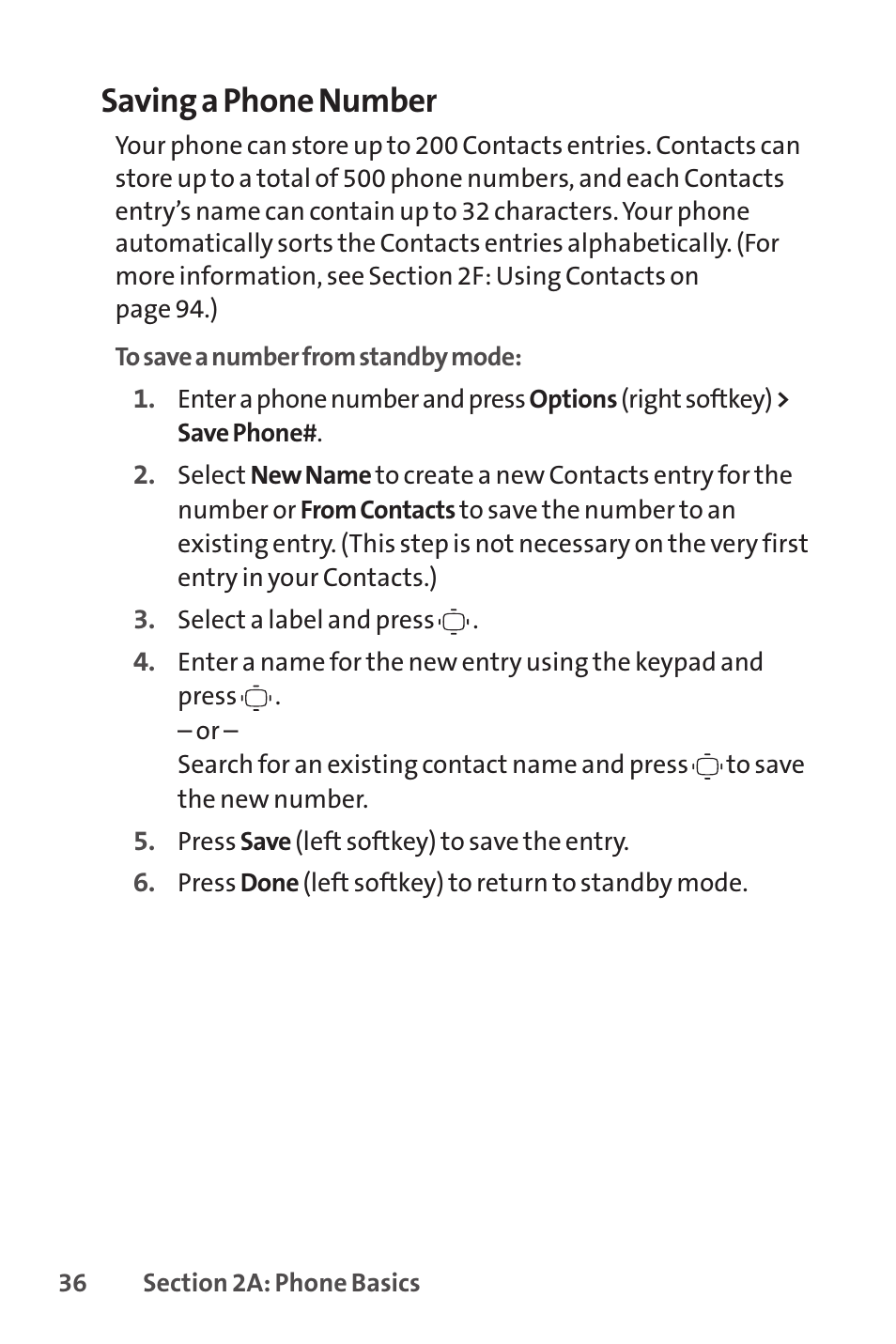 Saving a phone number | Sprint Nextel VISION S1 User Manual | Page 52 / 218