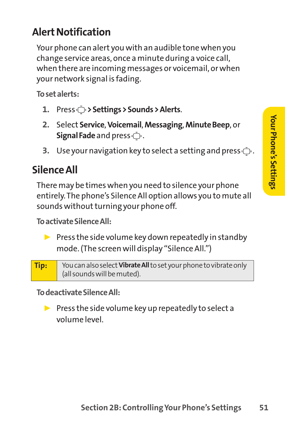 Alert notification, Silence all | Sprint Nextel VISION S1 User Manual | Page 67 / 218