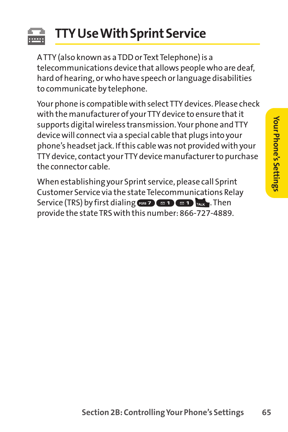 Tty use with sprint service | Sprint Nextel VISION S1 User Manual | Page 81 / 218