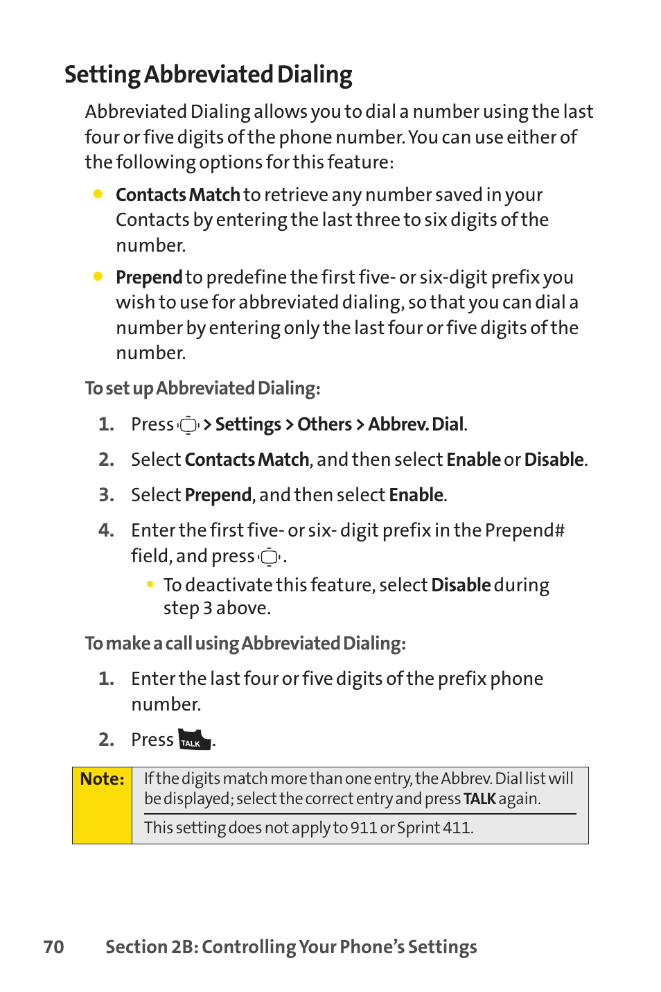 Setting abbreviated dialing | Sprint Nextel VISION S1 User Manual | Page 86 / 218