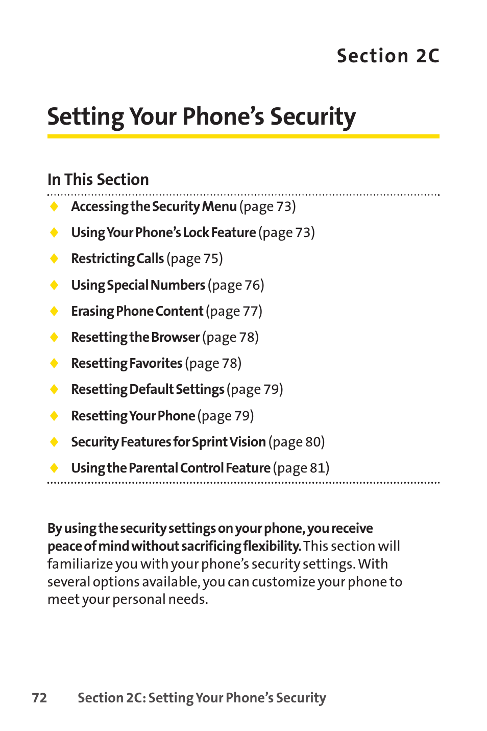 Setting your phone’s security, 2c. setting your phone’s security | Sprint Nextel VISION S1 User Manual | Page 88 / 218