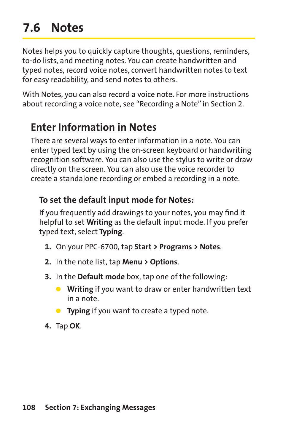 6 notes | Sprint Nextel Sprint PCS Vision Smart Device PPC-6700 User Manual | Page 114 / 164