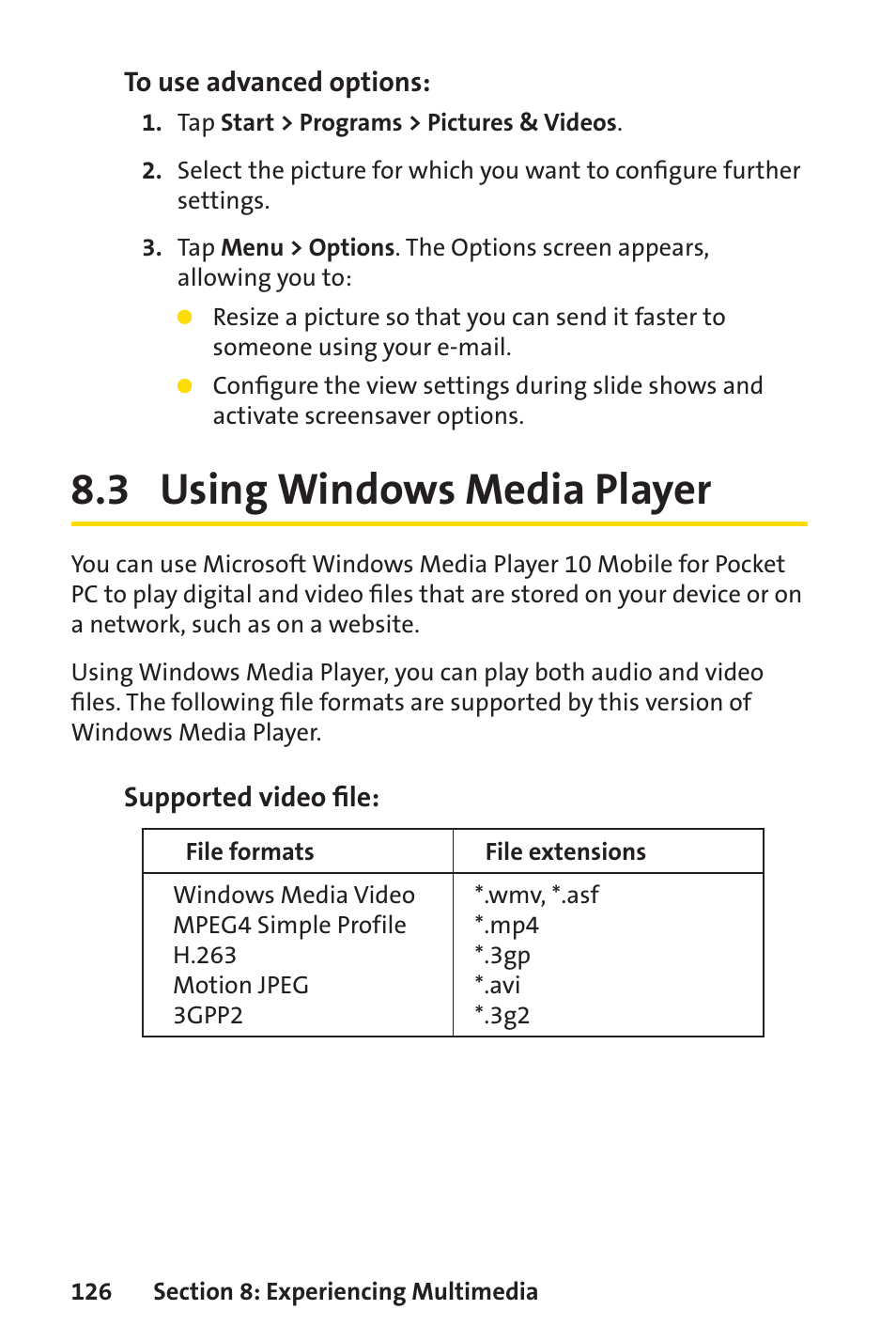 3 using windows media player | Sprint Nextel Sprint PCS Vision Smart Device PPC-6700 User Manual | Page 132 / 164