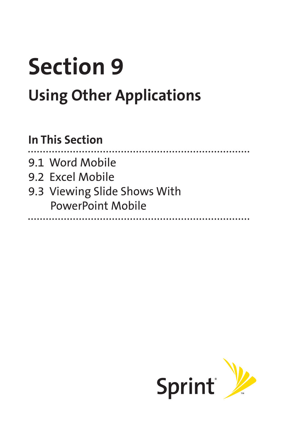 Section 9 using other applications, Tion 9 using other applications | Sprint Nextel Sprint PCS Vision Smart Device PPC-6700 User Manual | Page 141 / 164