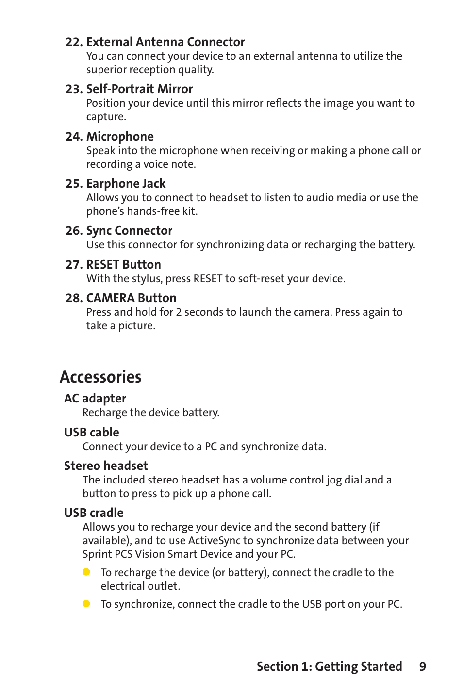 Accessories | Sprint Nextel Sprint PCS Vision Smart Device PPC-6700 User Manual | Page 15 / 164