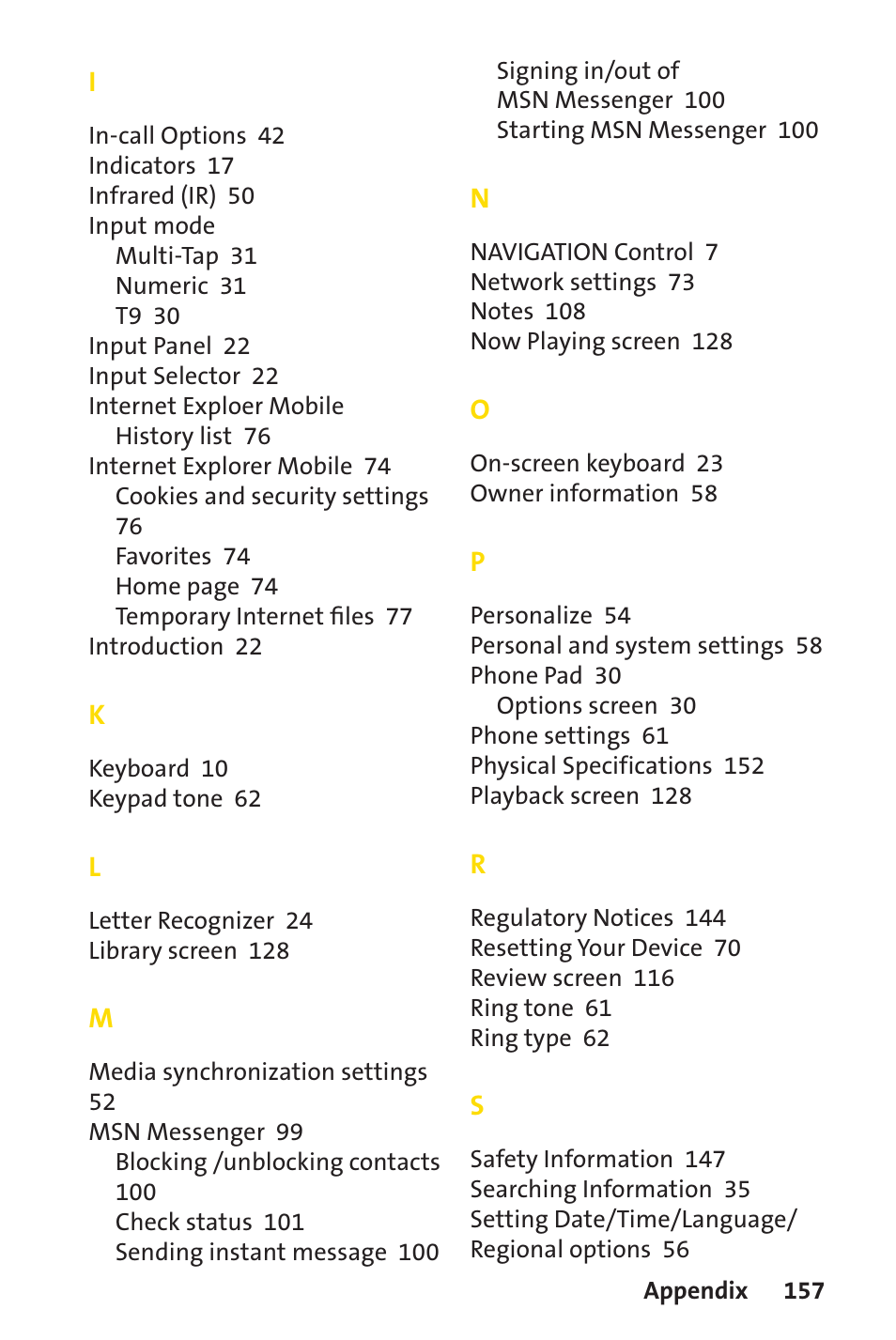 Sprint Nextel Sprint PCS Vision Smart Device PPC-6700 User Manual | Page 163 / 164