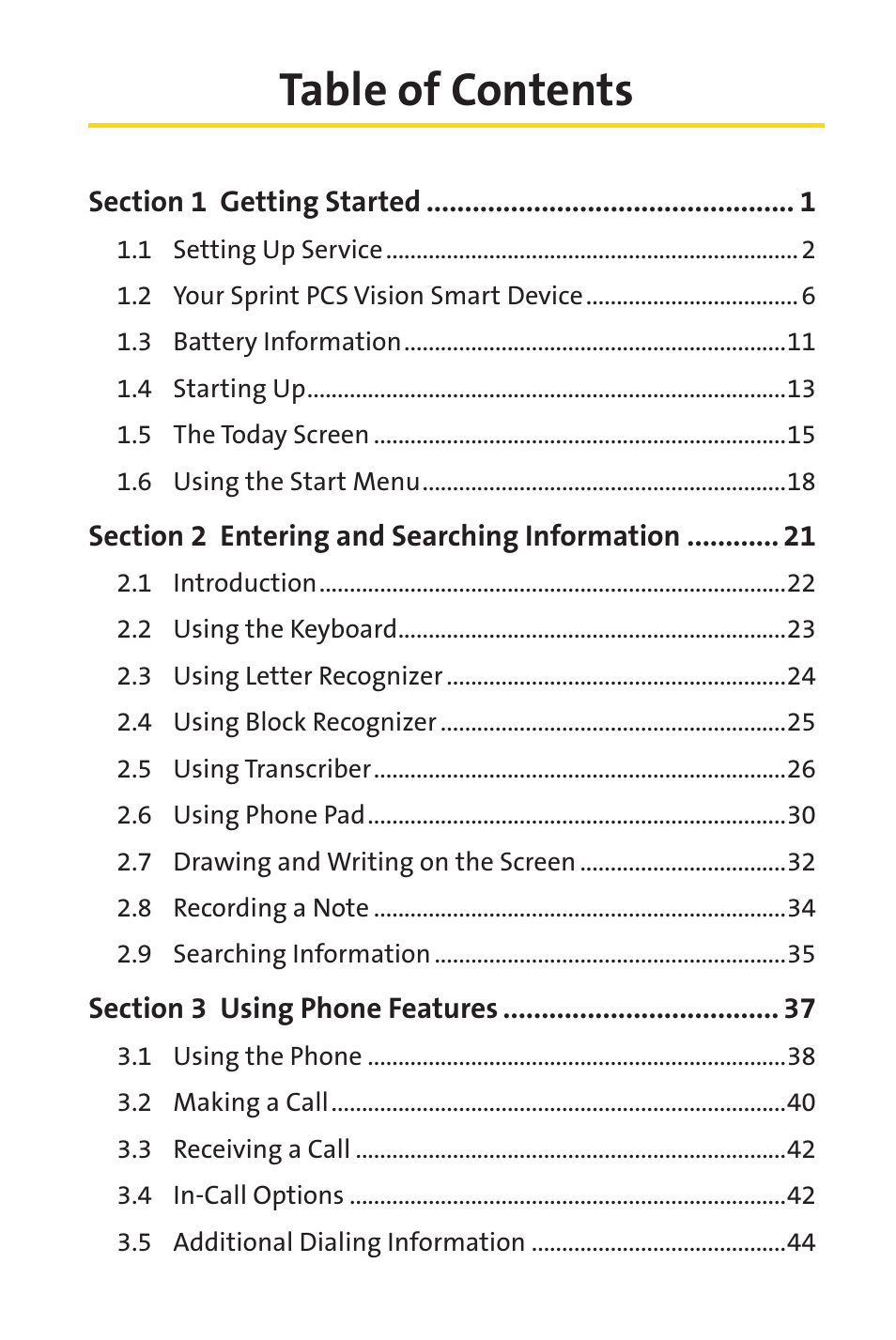 Sprint Nextel Sprint PCS Vision Smart Device PPC-6700 User Manual | Page 3 / 164