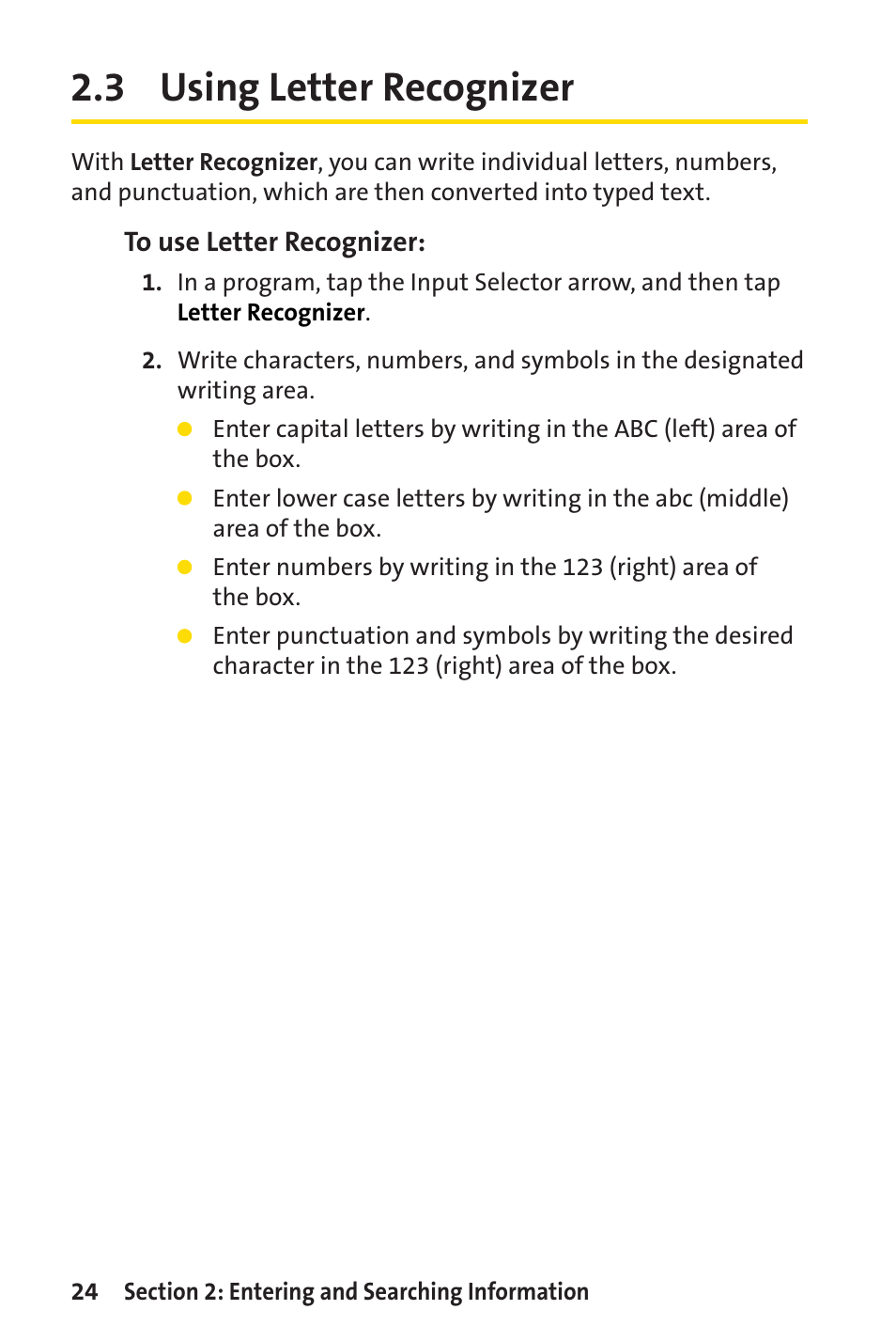 3 using letter recognizer | Sprint Nextel Sprint PCS Vision Smart Device PPC-6700 User Manual | Page 30 / 164
