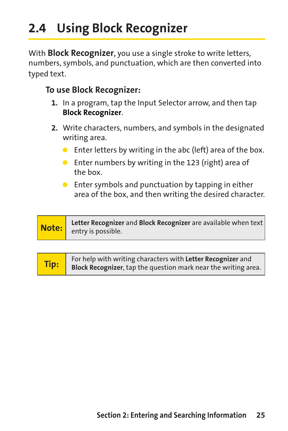 4 using block recognizer | Sprint Nextel Sprint PCS Vision Smart Device PPC-6700 User Manual | Page 31 / 164