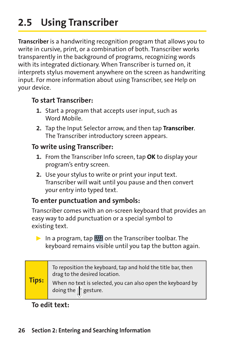 5 using transcriber | Sprint Nextel Sprint PCS Vision Smart Device PPC-6700 User Manual | Page 32 / 164