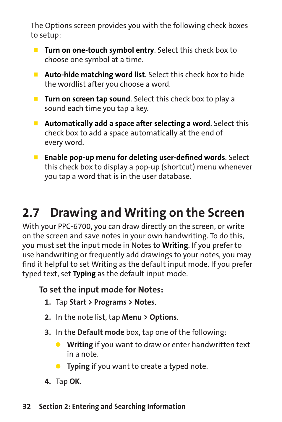 7 drawing and writing on the screen | Sprint Nextel Sprint PCS Vision Smart Device PPC-6700 User Manual | Page 38 / 164