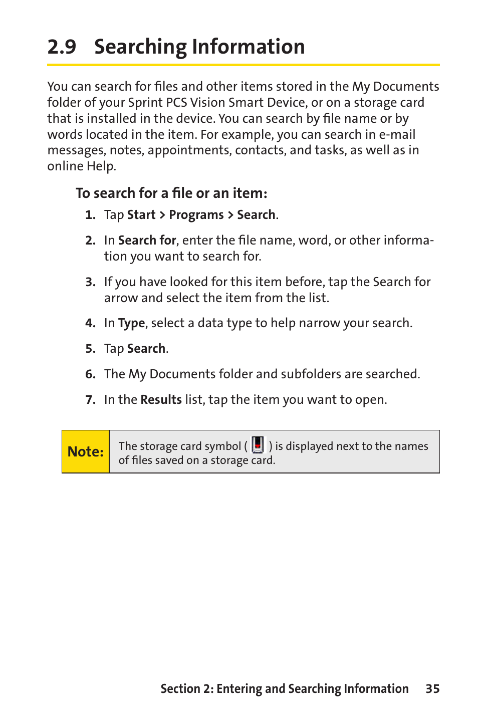 9 searching information | Sprint Nextel Sprint PCS Vision Smart Device PPC-6700 User Manual | Page 41 / 164