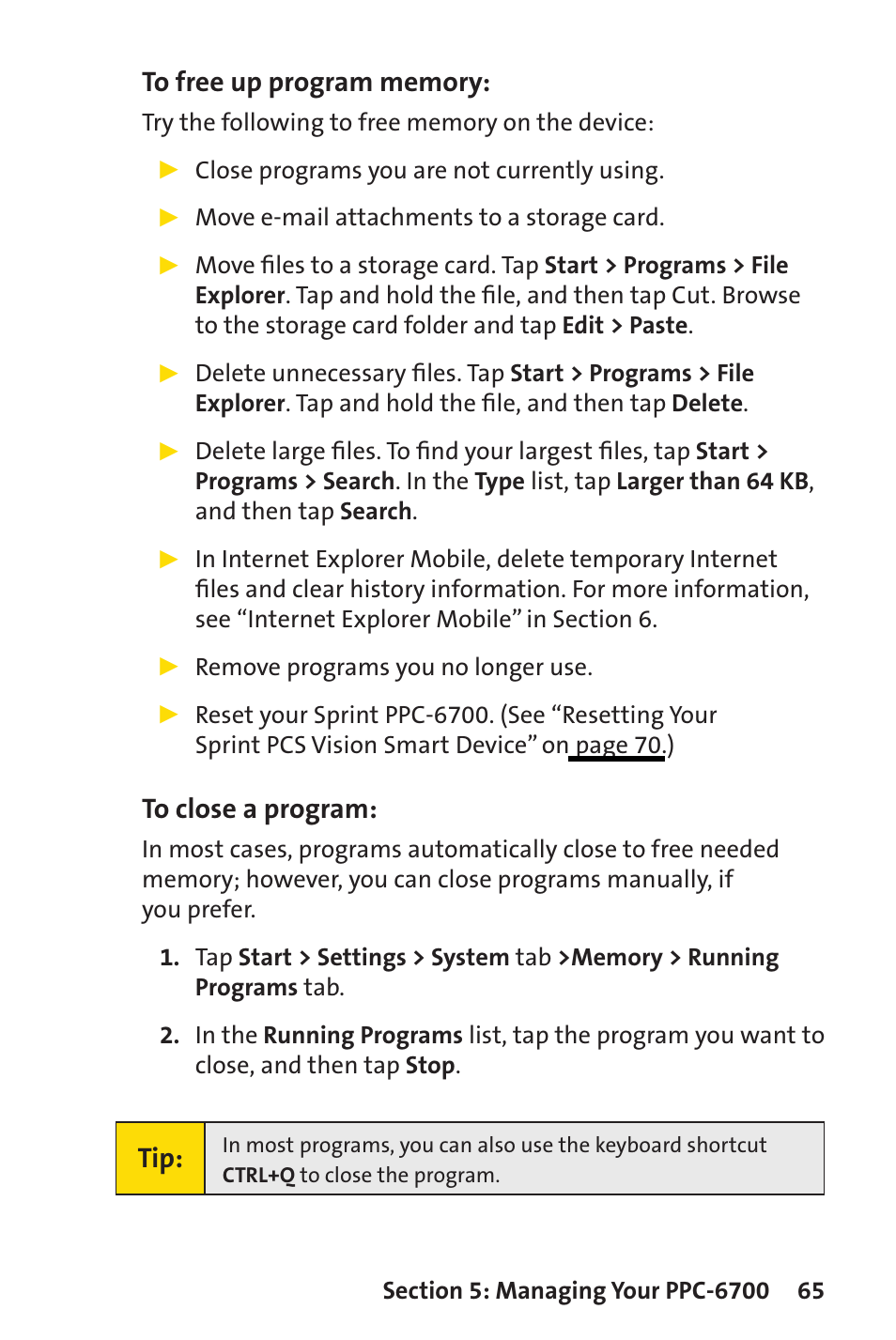 Sprint Nextel Sprint PCS Vision Smart Device PPC-6700 User Manual | Page 71 / 164