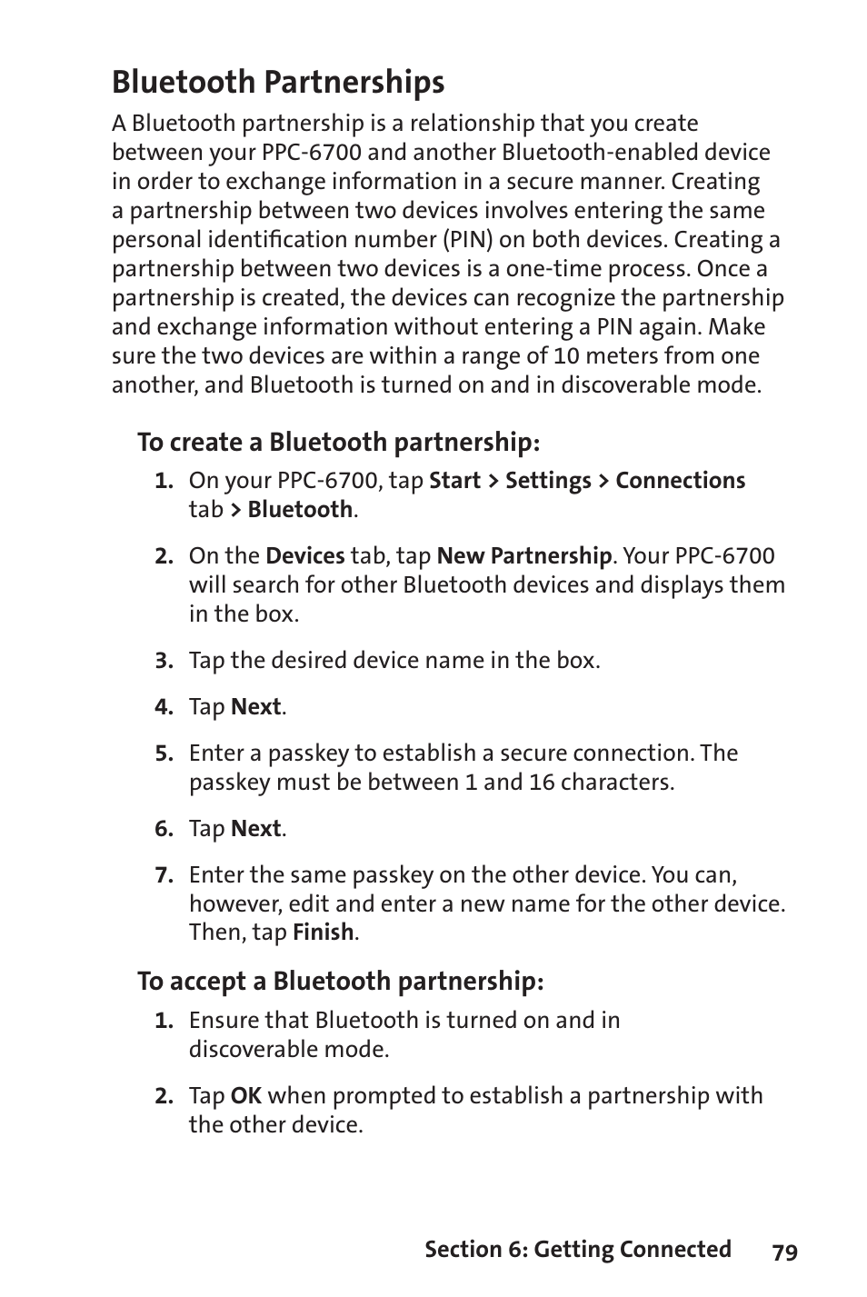 Bluetooth partnerships | Sprint Nextel Sprint PCS Vision Smart Device PPC-6700 User Manual | Page 85 / 164