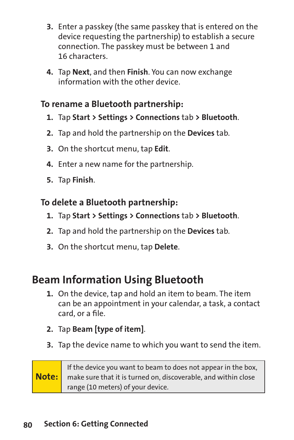 Beam information using bluetooth | Sprint Nextel Sprint PCS Vision Smart Device PPC-6700 User Manual | Page 86 / 164