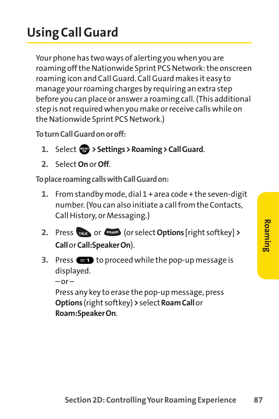 Using call guard | Sprint Nextel PCSVISIONPHONE SCP-3100 User Manual | Page 103 / 270