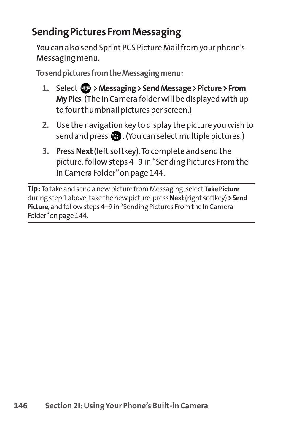 Sending pictures from messaging | Sprint Nextel PCSVISIONPHONE SCP-3100 User Manual | Page 162 / 270