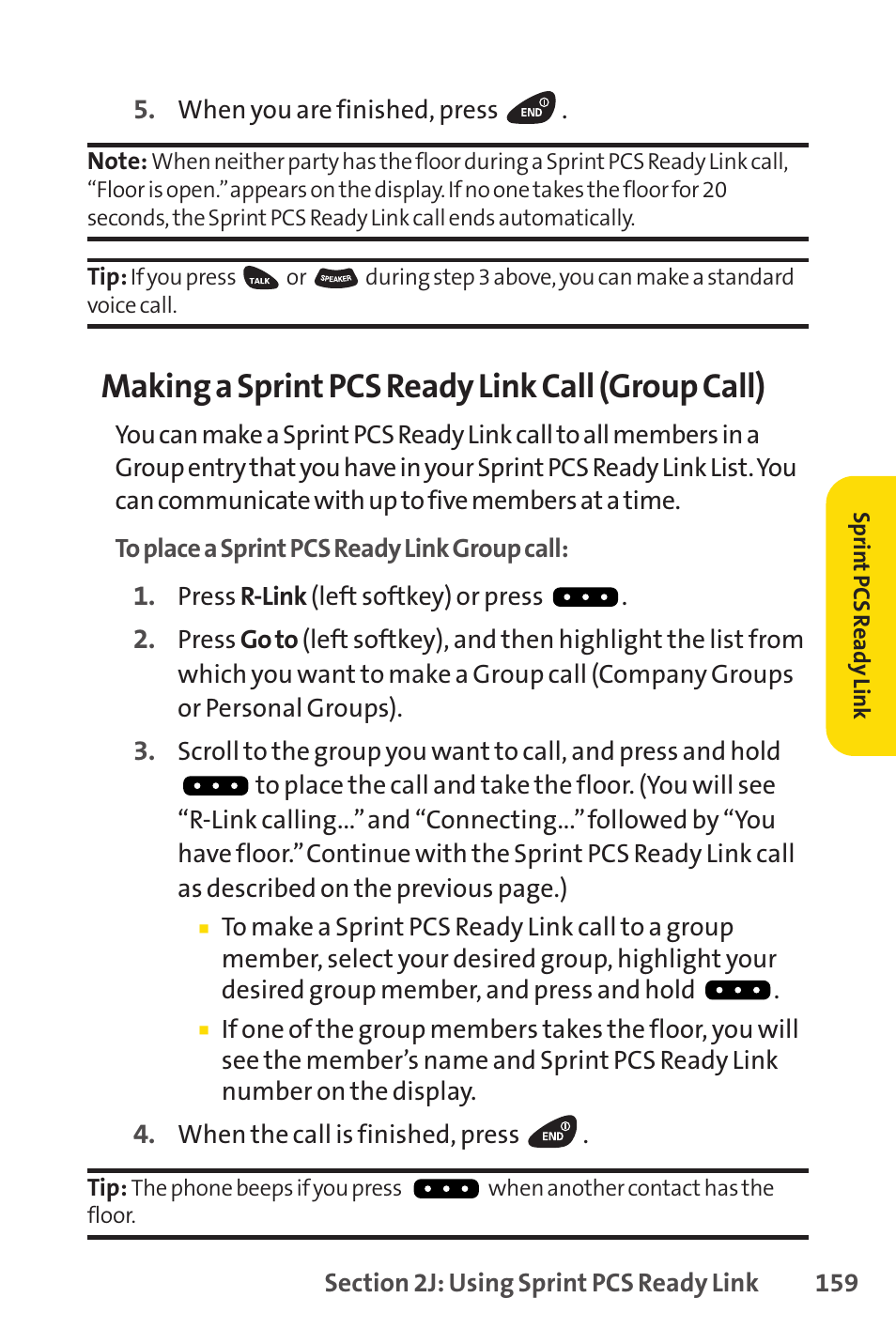 Making a sprint pcs ready link call (group call) | Sprint Nextel PCSVISIONPHONE SCP-3100 User Manual | Page 175 / 270