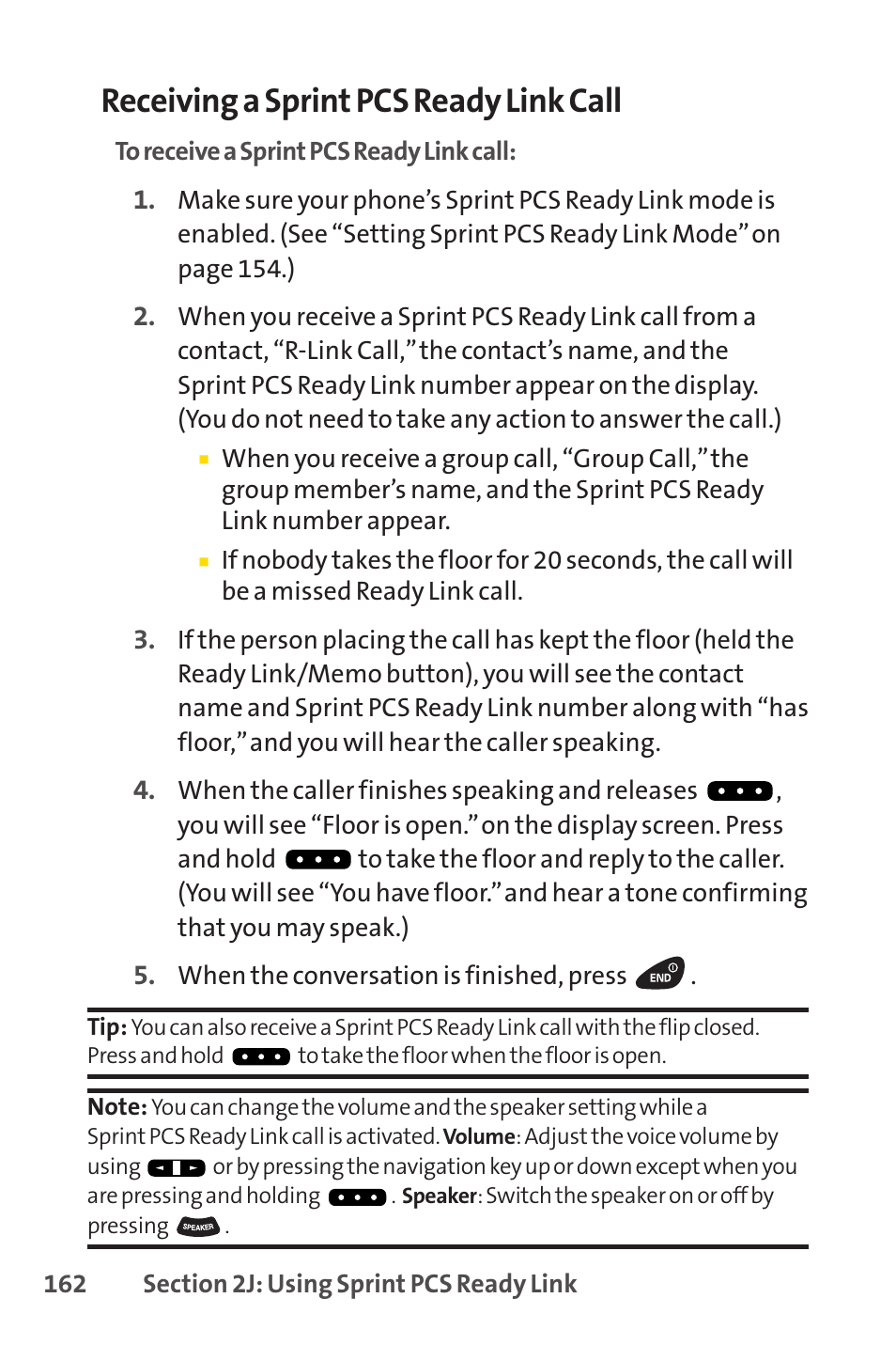 Receiving a sprint pcs ready link call | Sprint Nextel PCSVISIONPHONE SCP-3100 User Manual | Page 178 / 270
