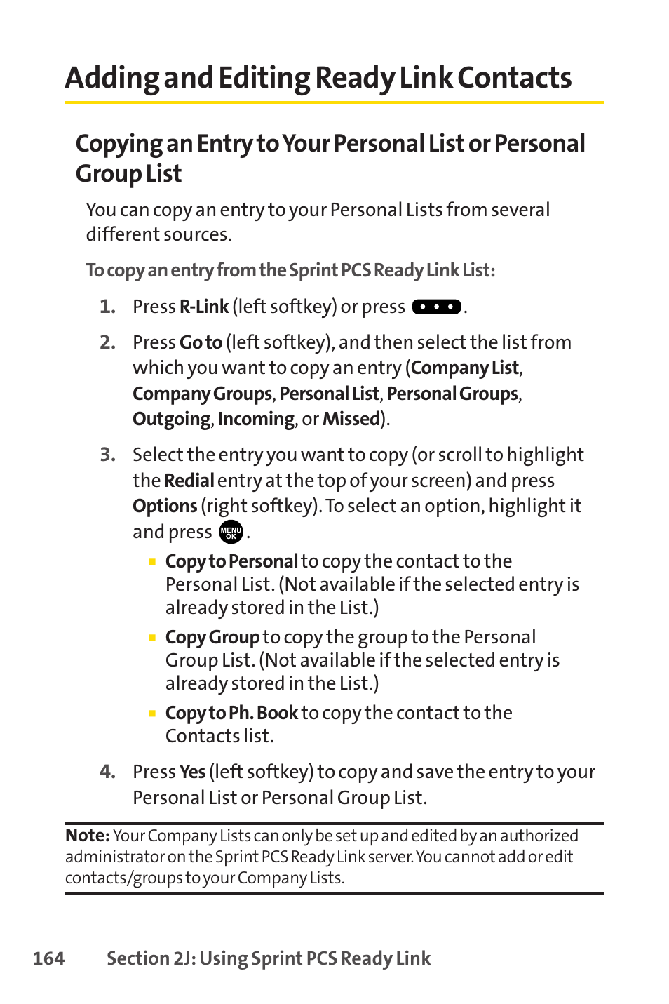 Adding and editing ready link contacts | Sprint Nextel PCSVISIONPHONE SCP-3100 User Manual | Page 180 / 270