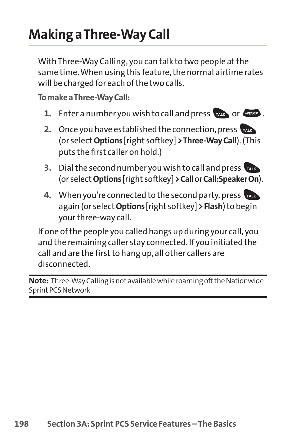 Making a three-way call | Sprint Nextel PCSVISIONPHONE SCP-3100 User Manual | Page 214 / 270