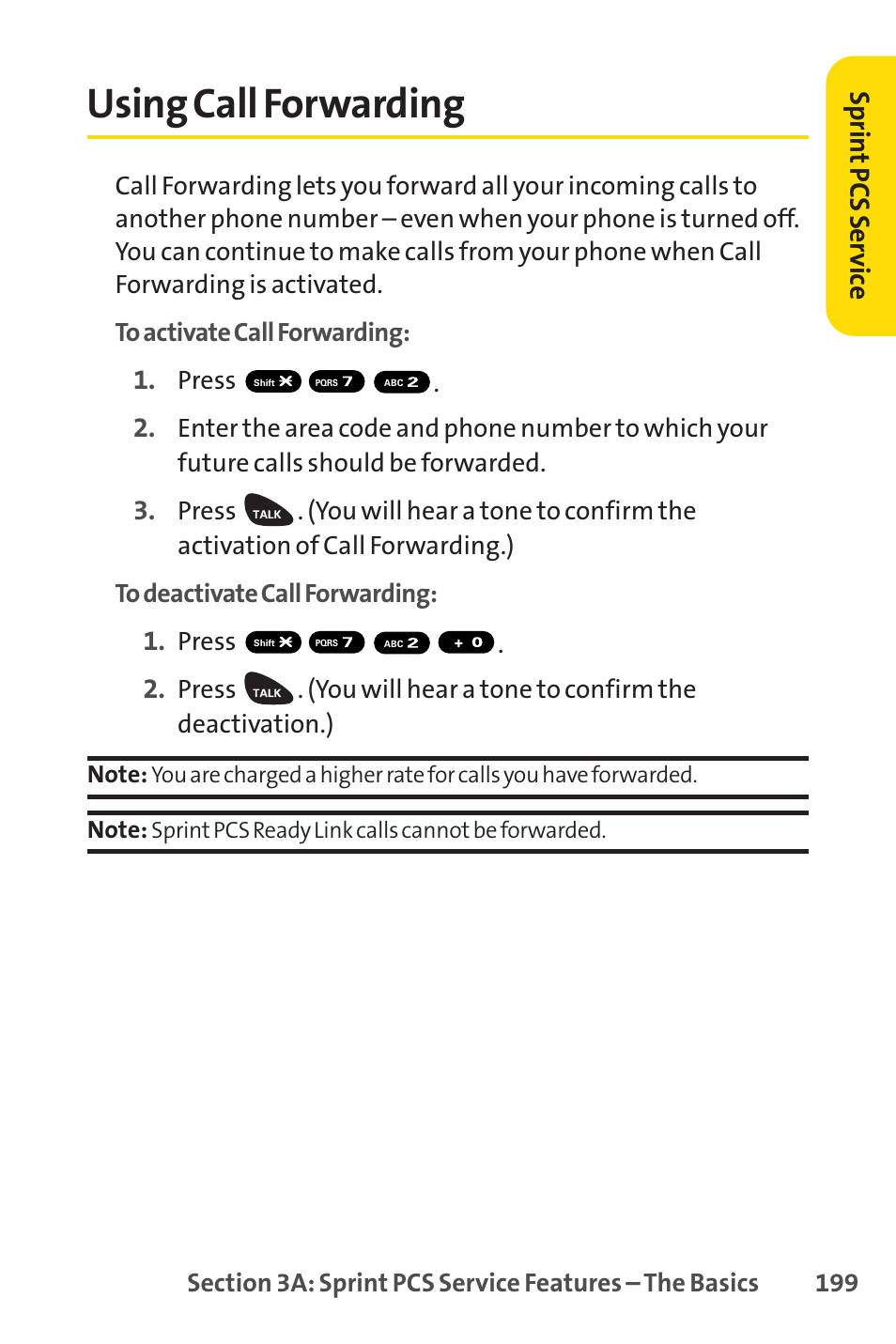 Using call forwarding, Sprin t pcs ser vice | Sprint Nextel PCSVISIONPHONE SCP-3100 User Manual | Page 215 / 270