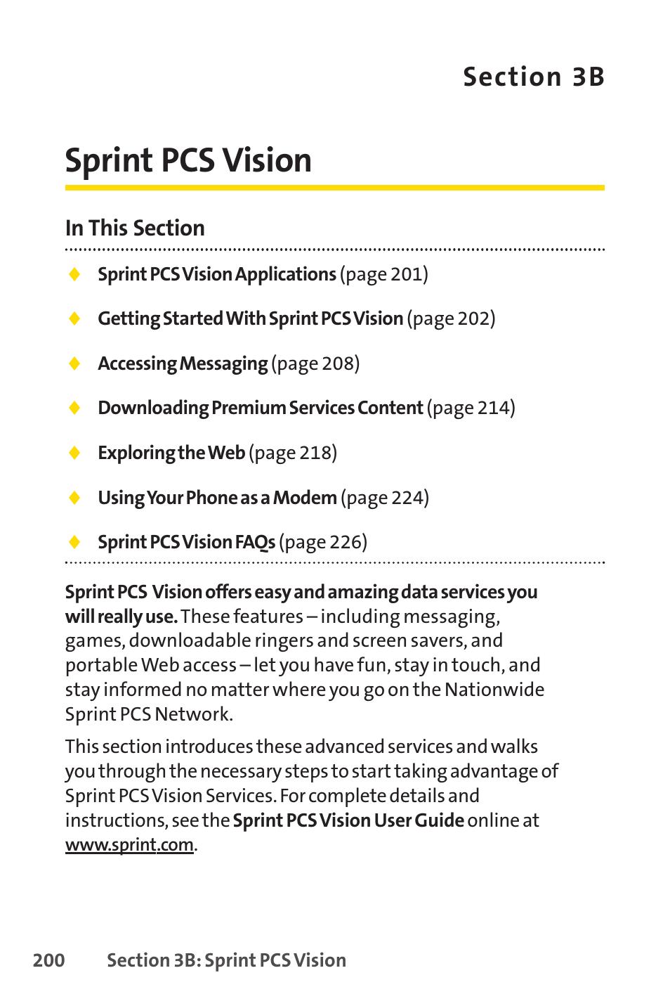 3b. sprint pcs vision, Sprint pcs vision | Sprint Nextel PCSVISIONPHONE SCP-3100 User Manual | Page 216 / 270