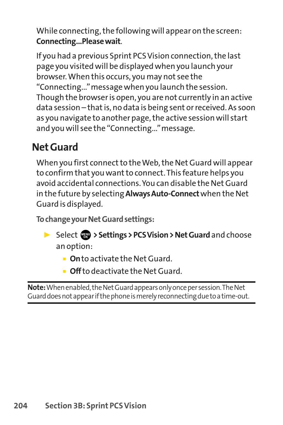 Net guard | Sprint Nextel PCSVISIONPHONE SCP-3100 User Manual | Page 220 / 270