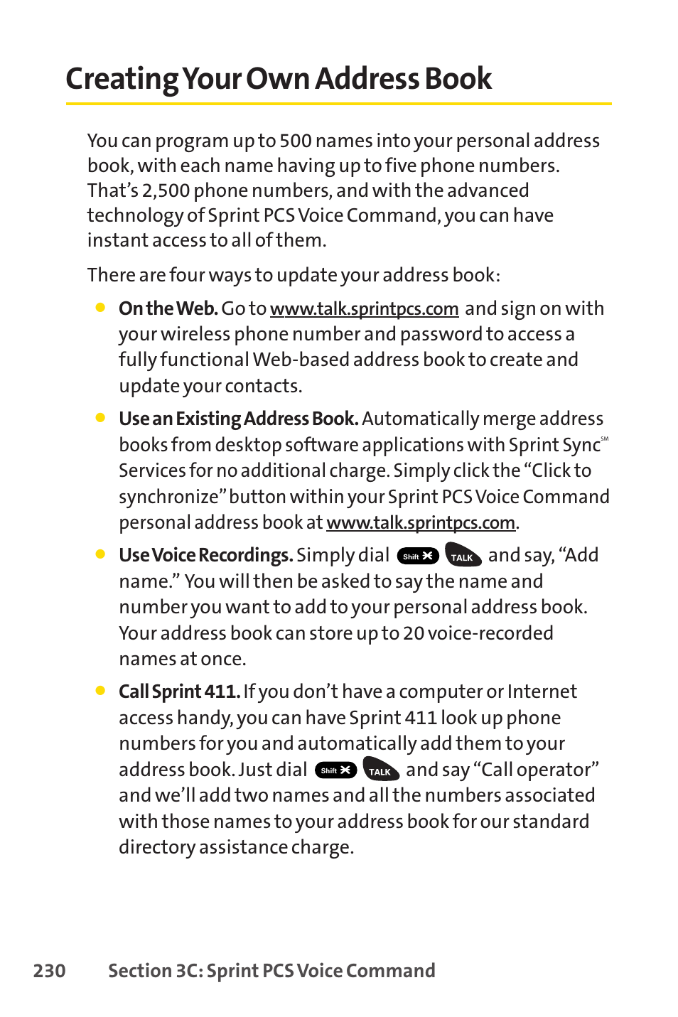 Creating your own address book | Sprint Nextel PCSVISIONPHONE SCP-3100 User Manual | Page 246 / 270