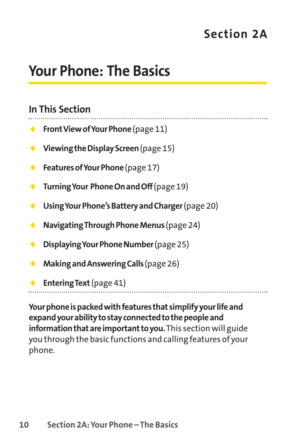 2a. your phone: the basics, Your phone: the basics | Sprint Nextel PCSVISIONPHONE SCP-3100 User Manual | Page 26 / 270