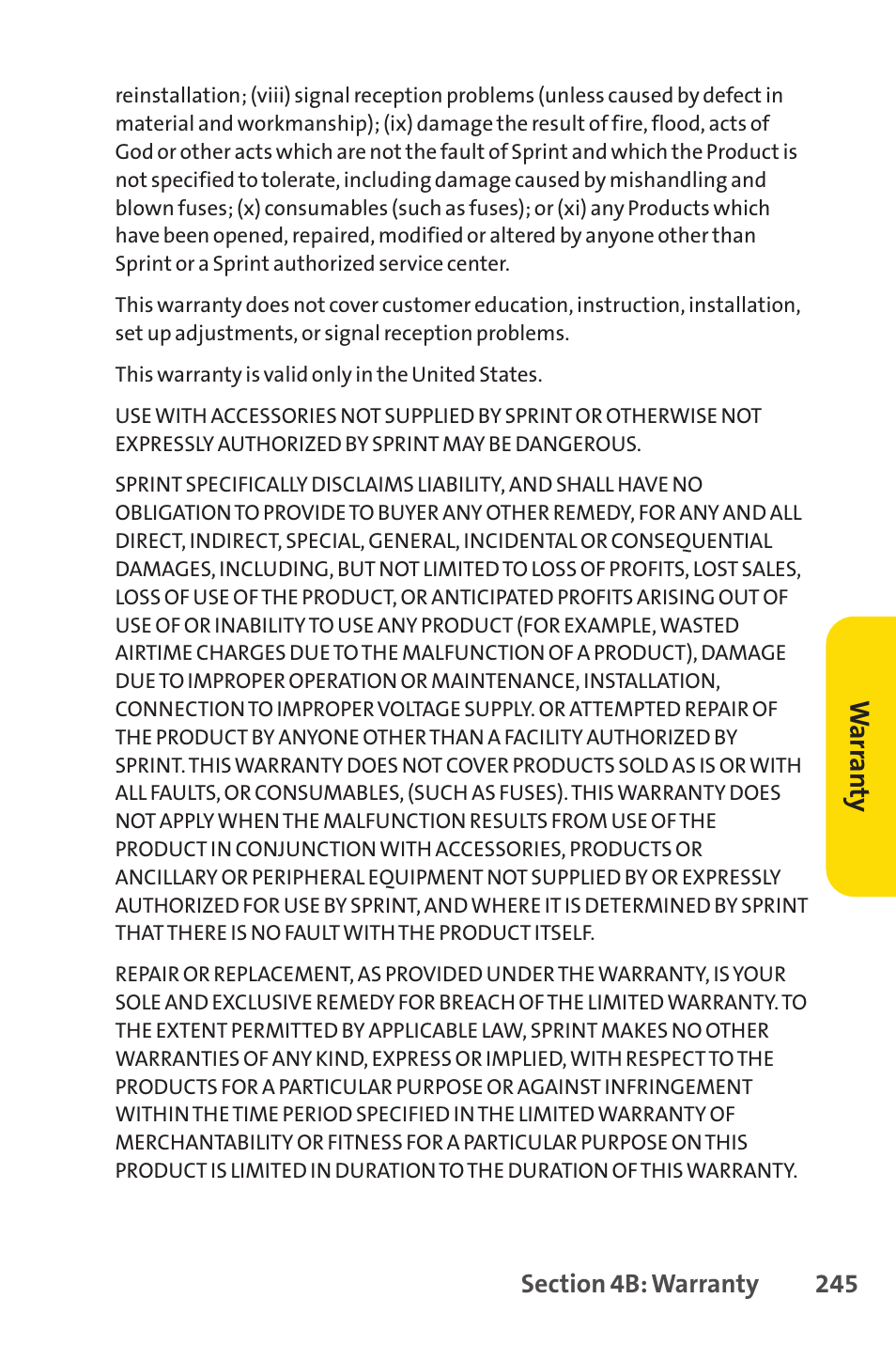 Warr an ty | Sprint Nextel PCSVISIONPHONE SCP-3100 User Manual | Page 261 / 270