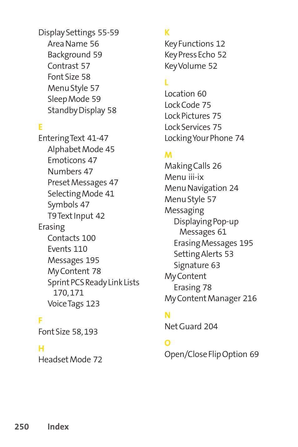Sprint Nextel PCSVISIONPHONE SCP-3100 User Manual | Page 266 / 270