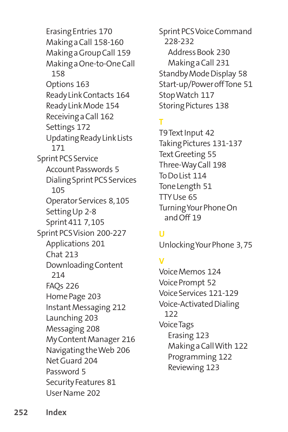 Sprint Nextel PCSVISIONPHONE SCP-3100 User Manual | Page 268 / 270