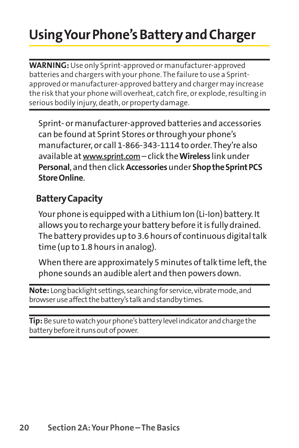 Using your phone’s battery and charger | Sprint Nextel PCSVISIONPHONE SCP-3100 User Manual | Page 36 / 270