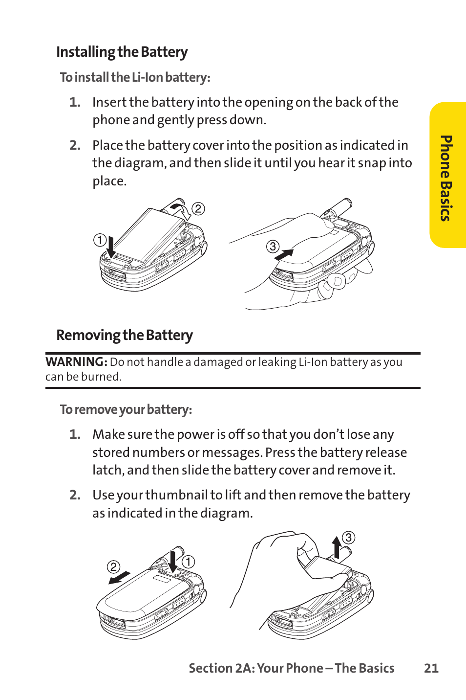 Phone basics | Sprint Nextel PCSVISIONPHONE SCP-3100 User Manual | Page 37 / 270